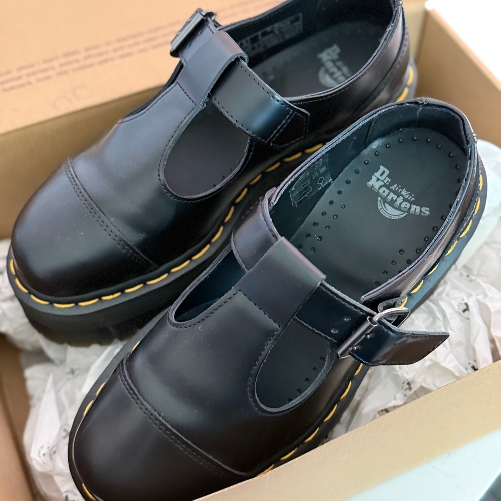 Dr. Martens Black Bethan Platform T-bar